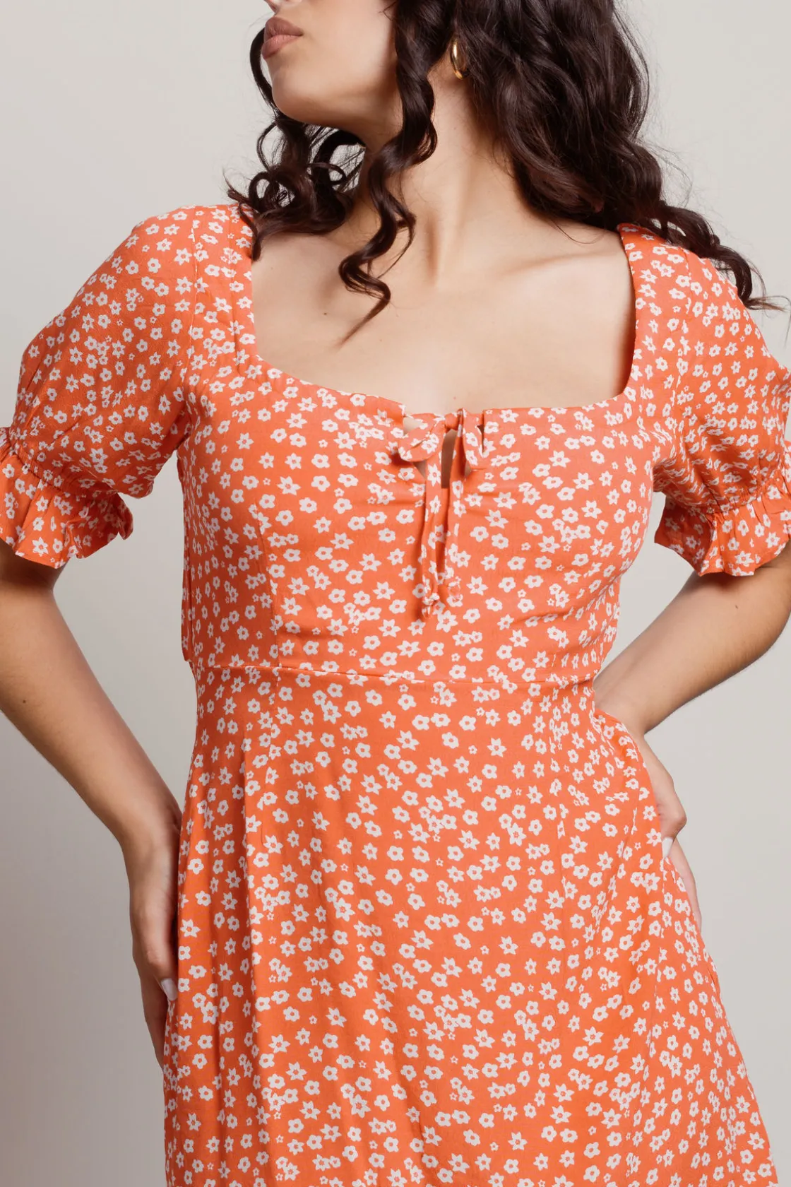 Tobi Adella Floral Front Tie Mini Dress -