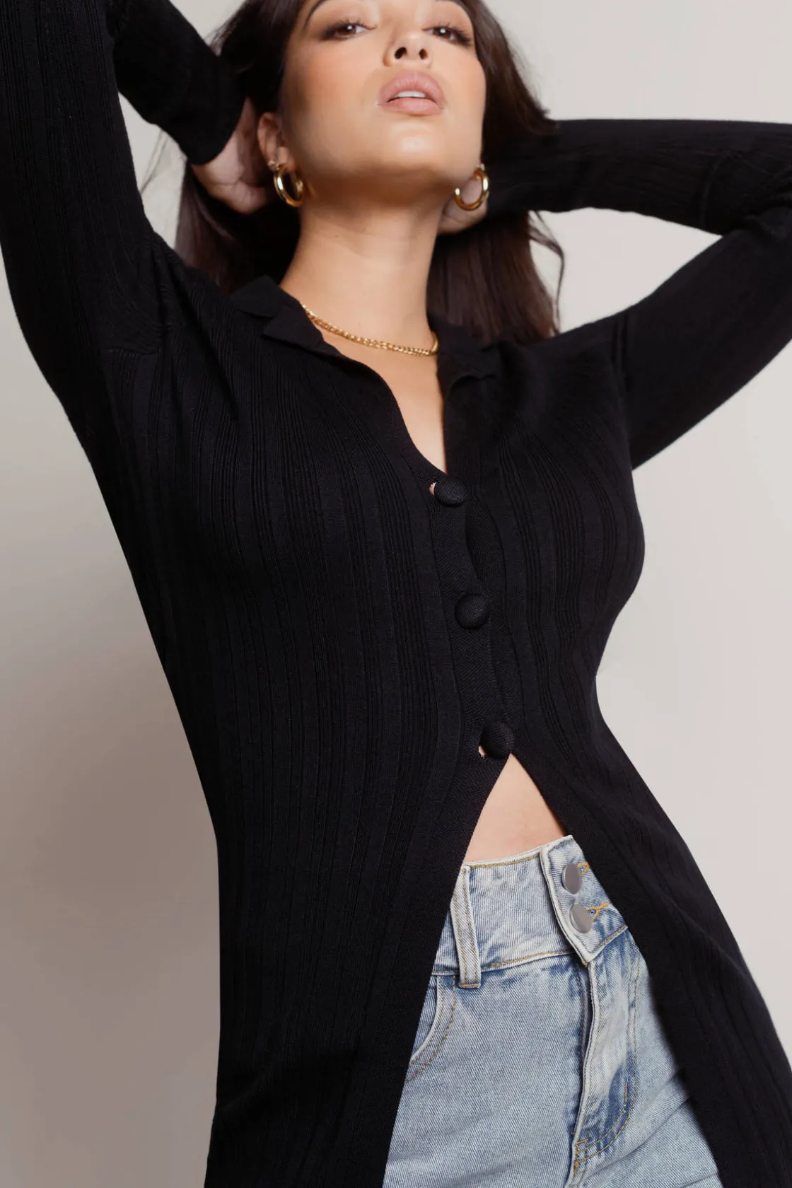 Tobi After Hours Collared Button Up Sweater