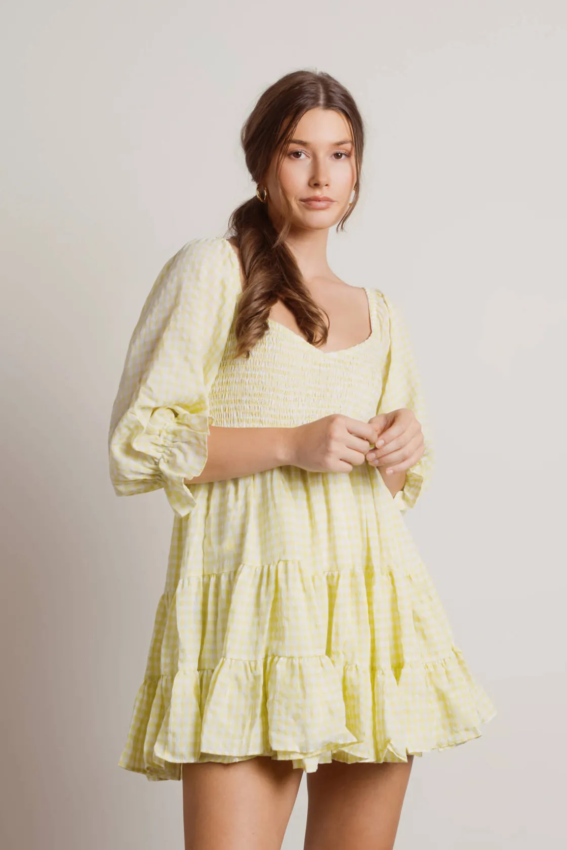 Tobi Afternoon Sun Tiered Babydoll Mini Dress -