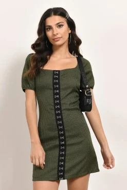 Tobi Aisha Hook And Eye Gingham Mini Dress -