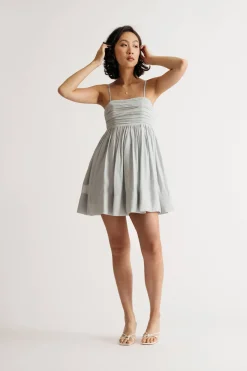 Tobi Alala Pleated Gathered Babydoll Mini Dress