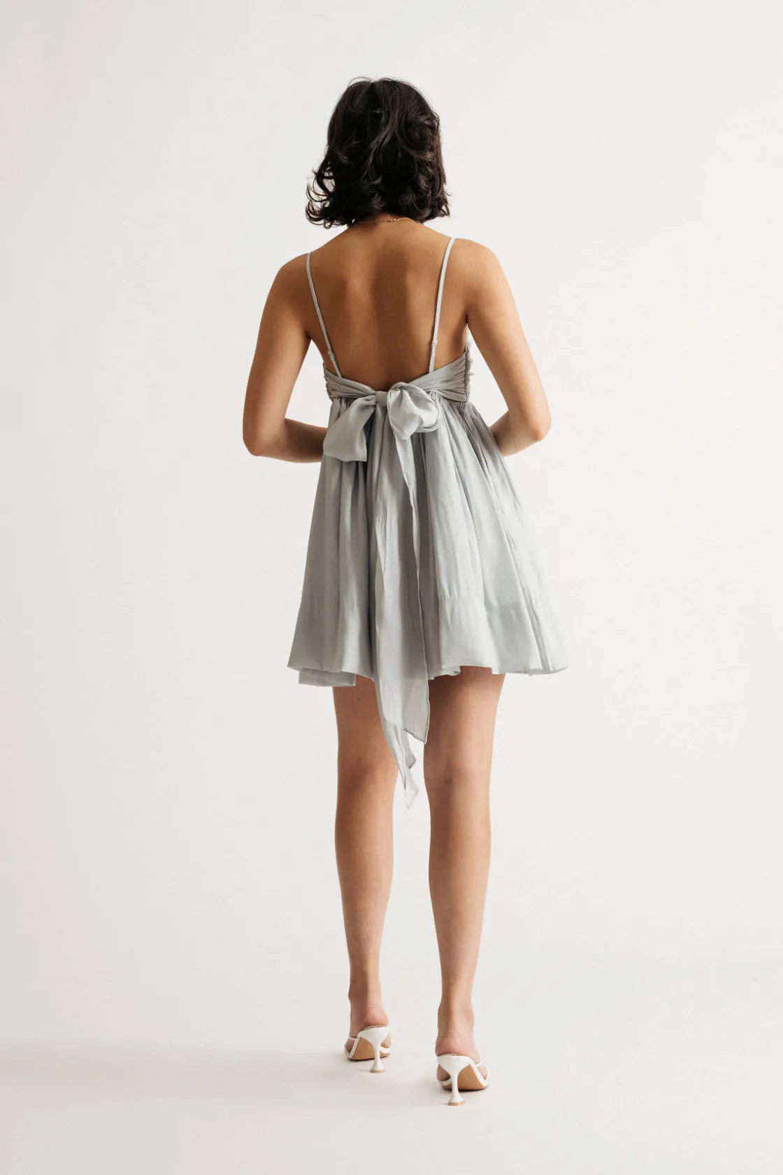 Tobi Alala Pleated Gathered Babydoll Mini Dress