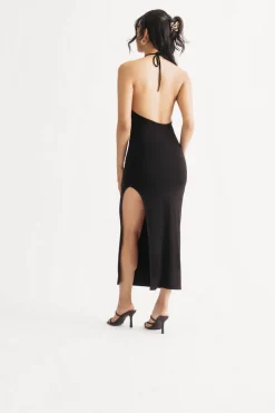 Tobi Alani Backless High Slit Mini Dress - Black