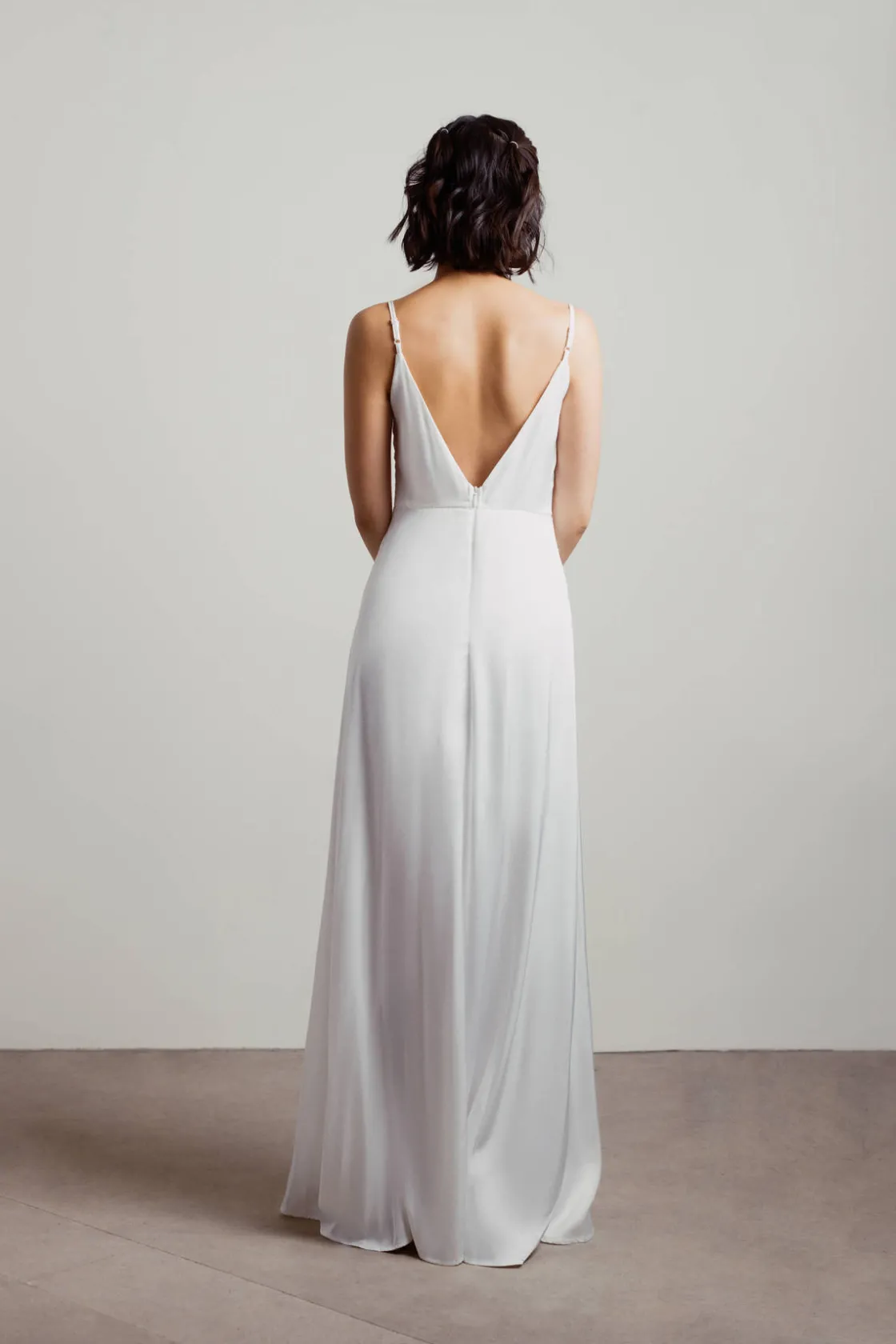 Tobi Alessandra Ivory Cowl Neck Satin Maxi Dress