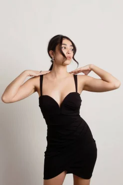Tobi Alexandria Surplice Bodycon Mini Dress - Black
