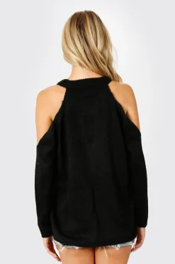Tobi Alia Cold Shoulder Sweater - Toast