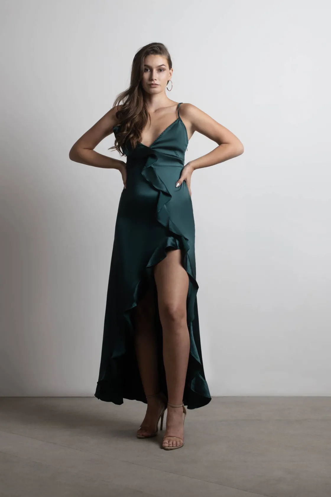 Tobi Alisa Asymmetrical Ruffle Maxi Dress -