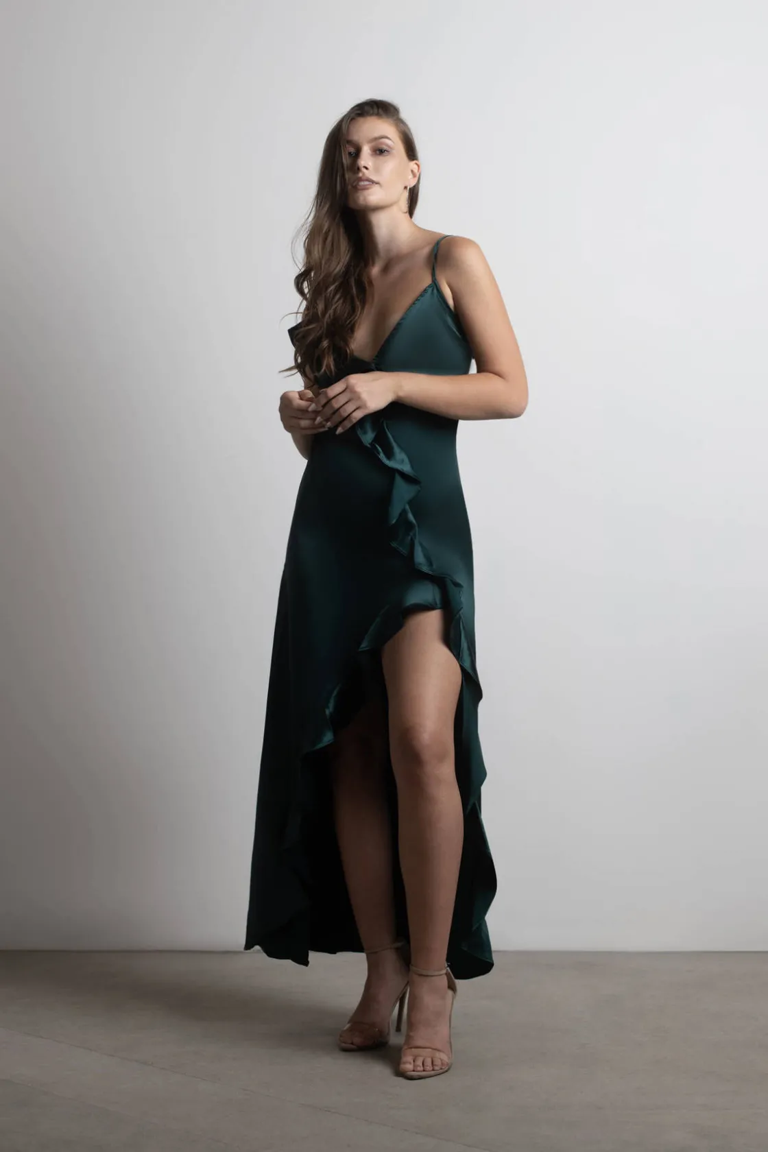 Tobi Alisa Asymmetrical Ruffle Maxi Dress -