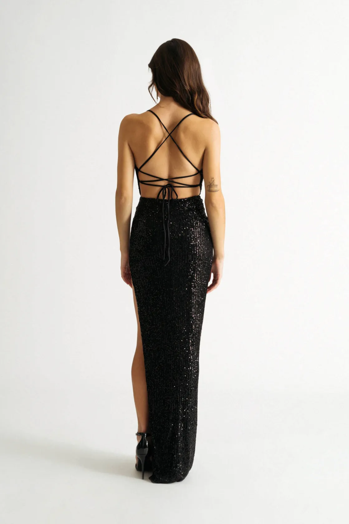 Tobi All About Me Cross Back High Slit Maxi Dress - Black