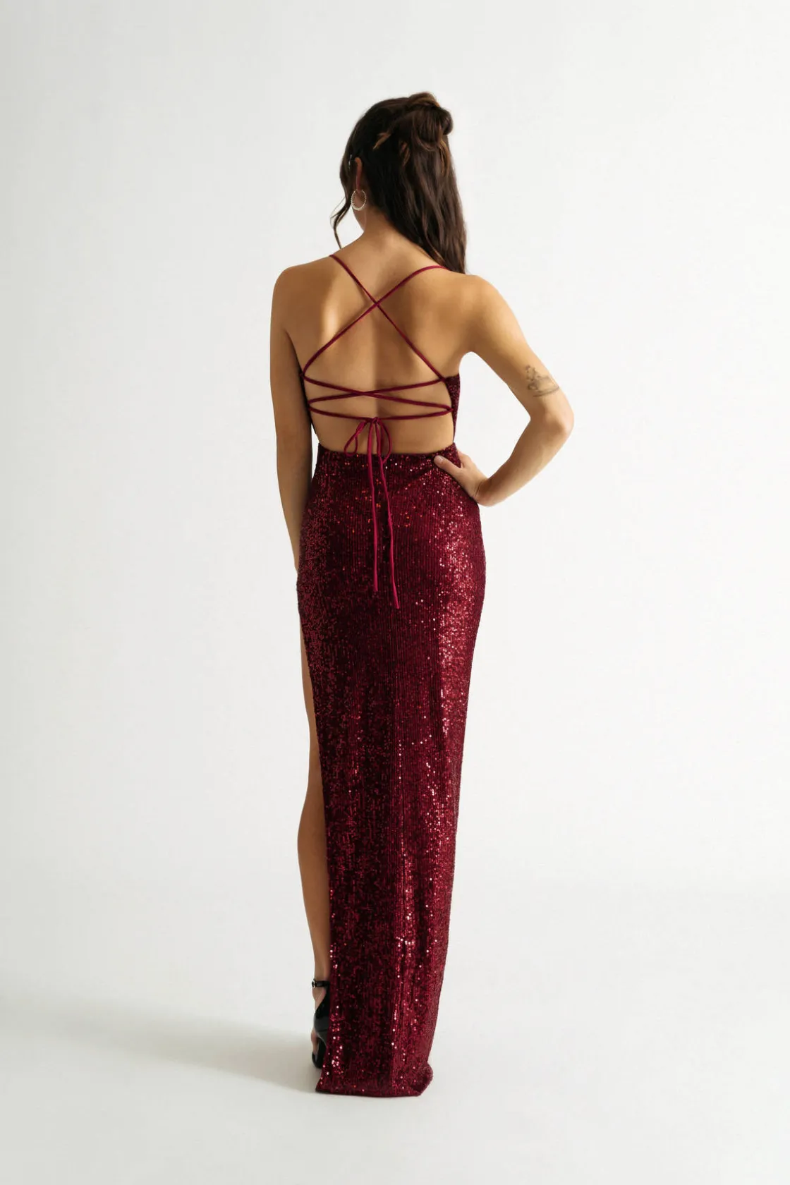 Tobi All About Me Cross Back High Slit Maxi Dress - Black