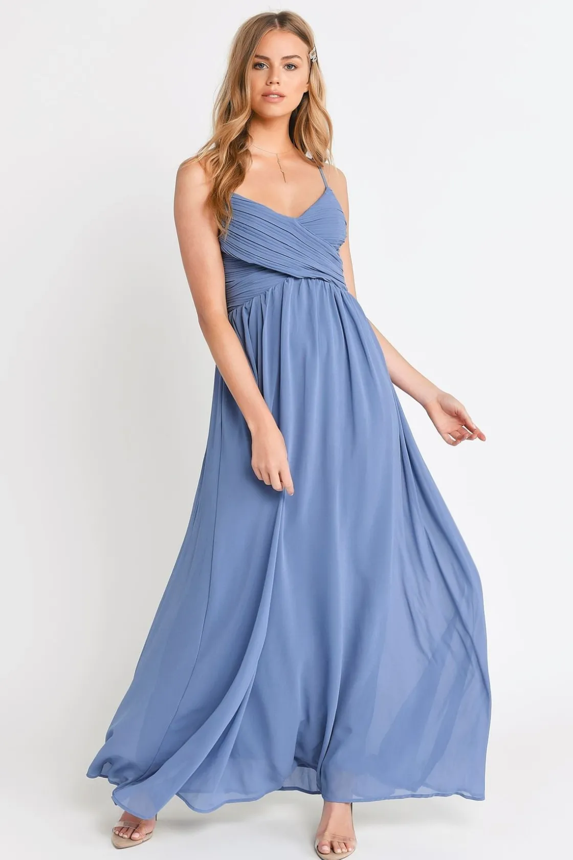 Tobi All About Tonight Surplice Empire Maxi Dress - Taupe