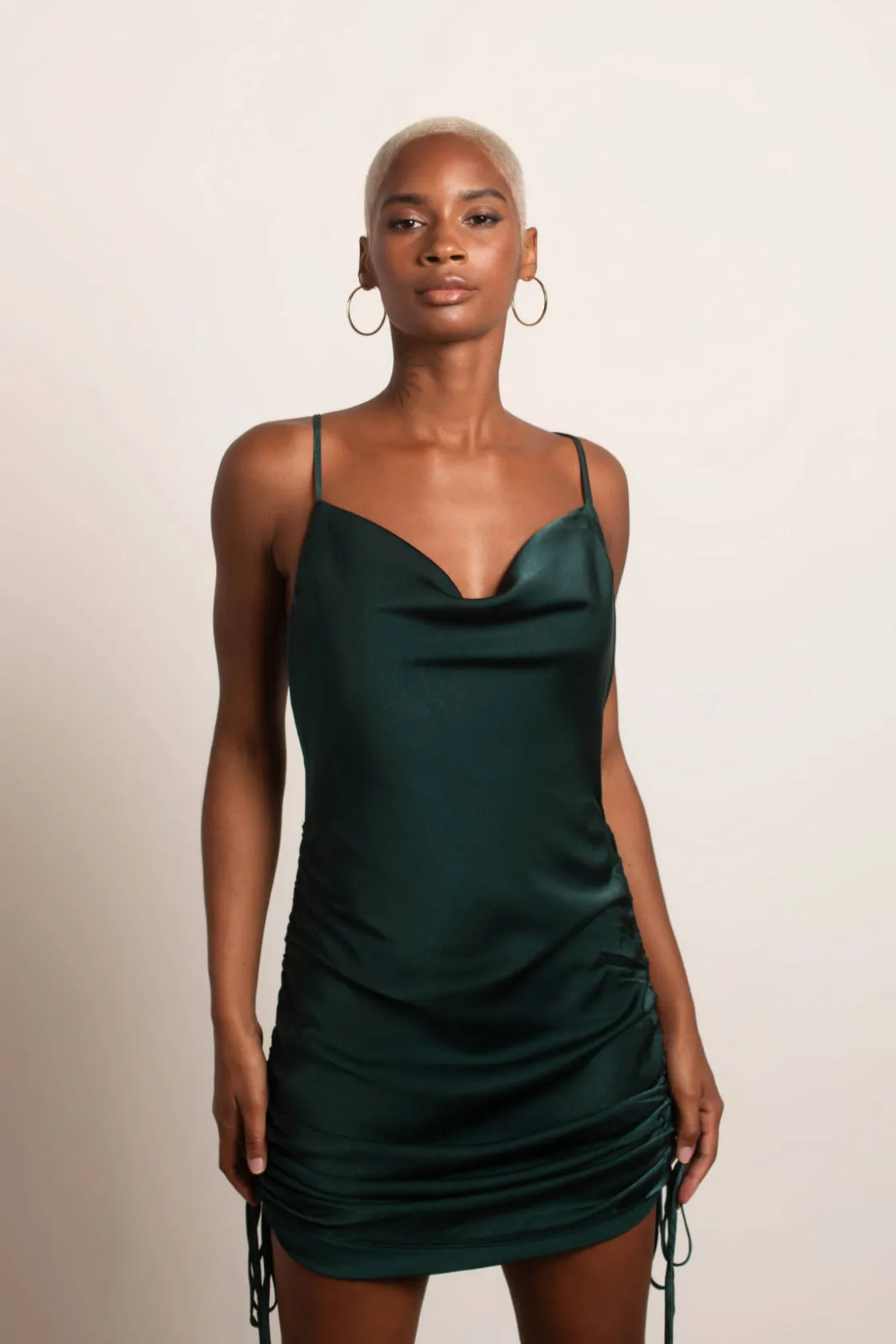 Tobi All In Time Satin Cowl Neck Mini Dress - Cranberry