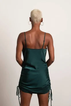 Tobi All In Time Satin Cowl Neck Mini Dress - Cranberry