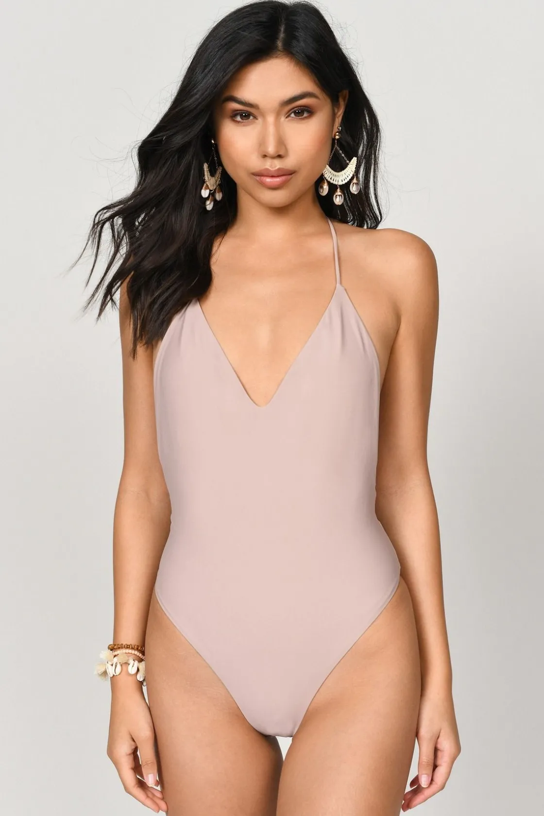 Tobi All Mine Plunging One Piece Swimsuit - Rose