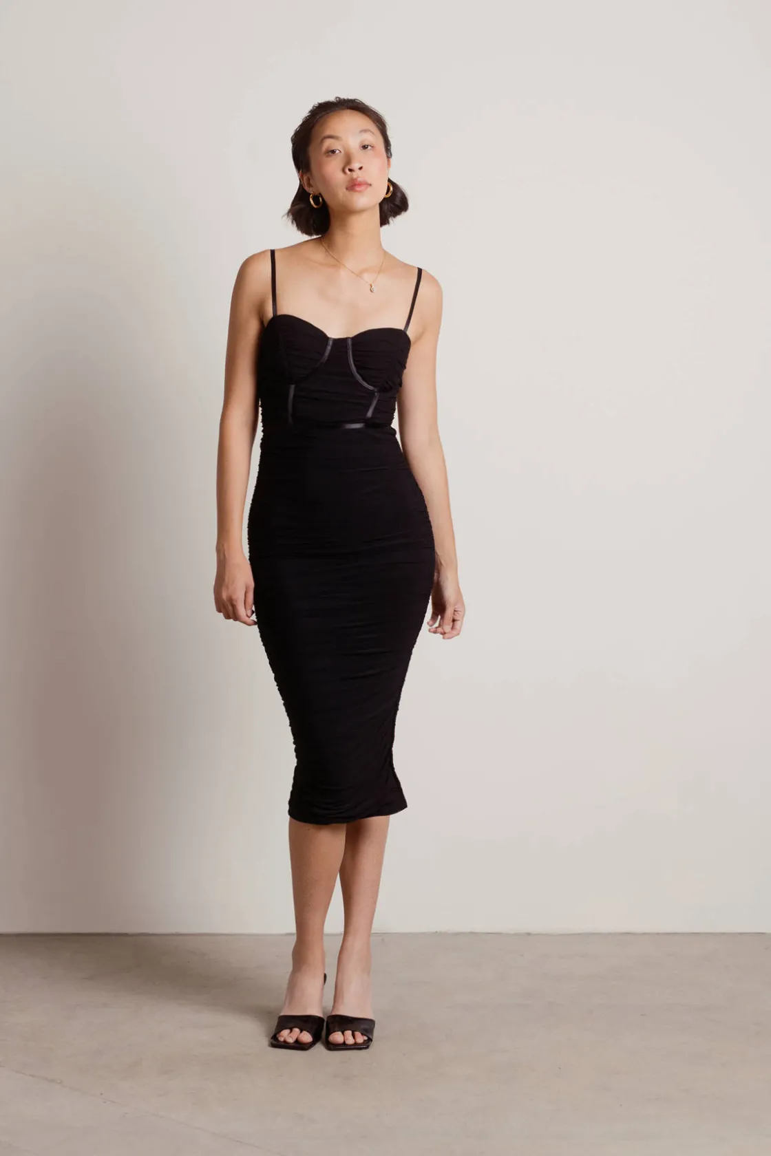 Tobi All Nighter Corset Slit Midi Dress - Powder Pink