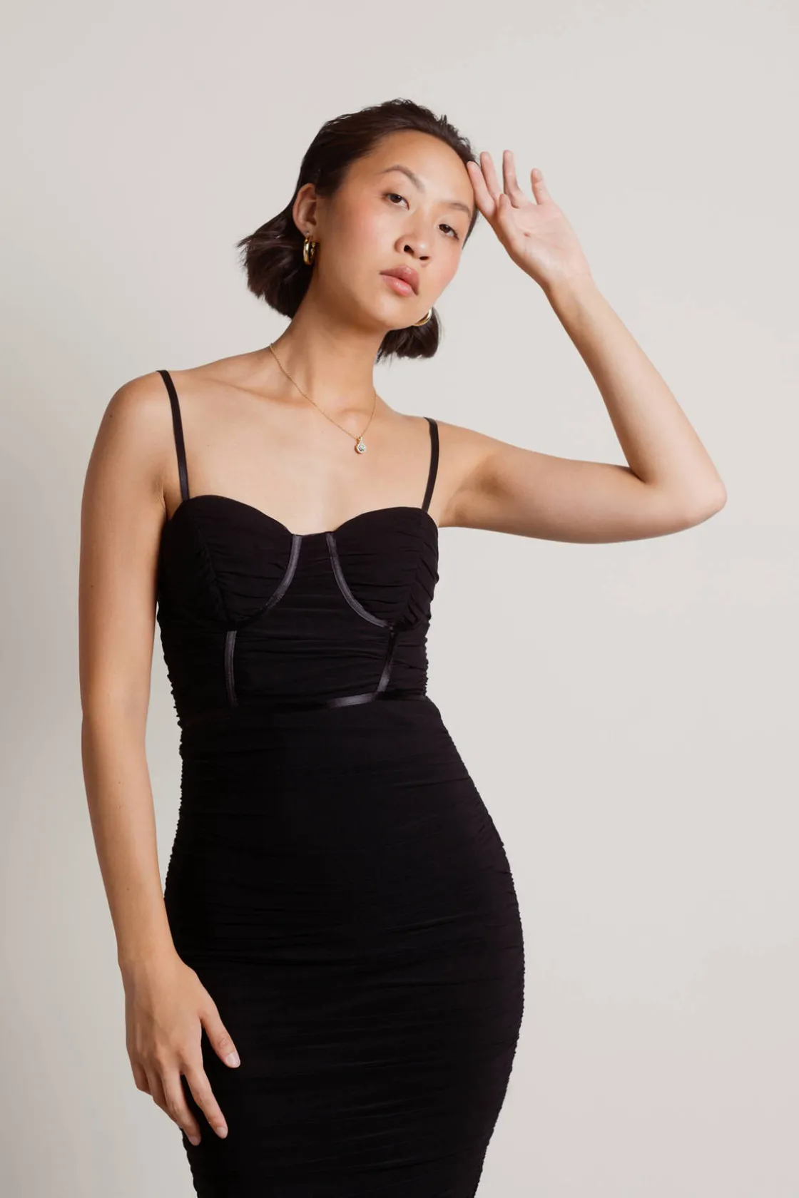 Tobi All Nighter Corset Slit Midi Dress - Powder Pink