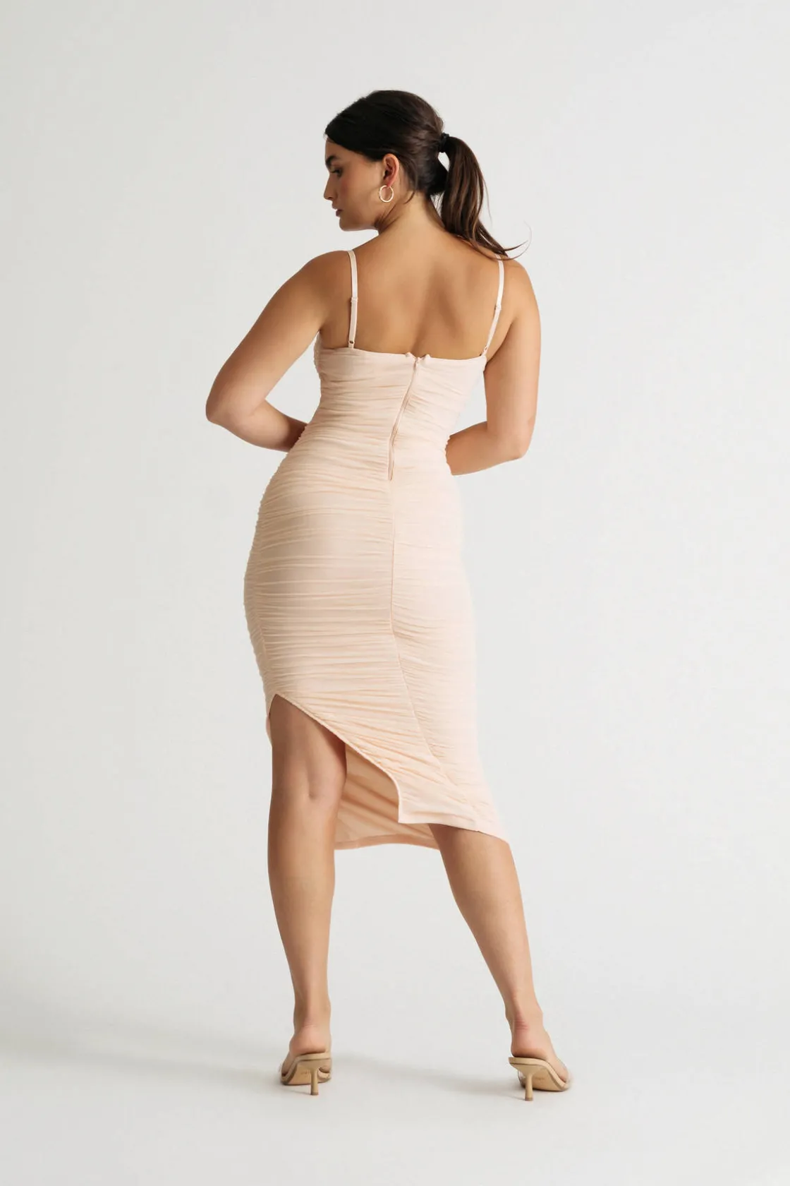 Tobi All Nighter Corset Slit Midi Dress - Powder Pink