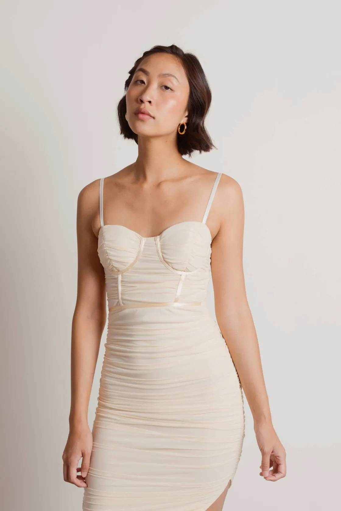Tobi All Nighter Corset Slit Midi Dress - Powder Pink