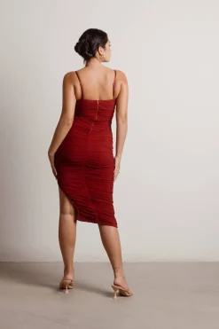 Tobi All Nighter Corset Slit Midi Dress - Powder Pink