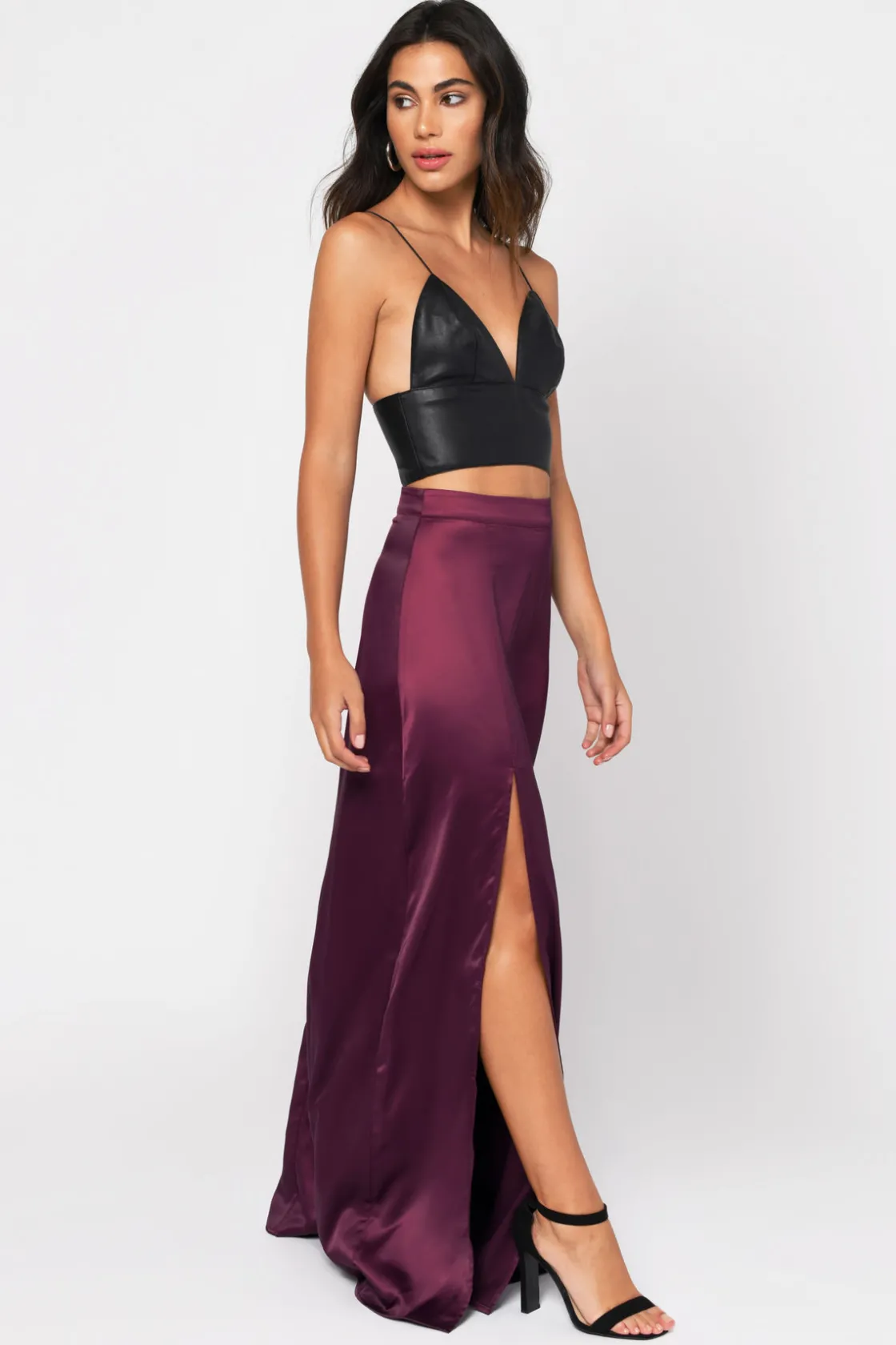 Tobi All Of Me High Slit Maxi Skirt - Wine