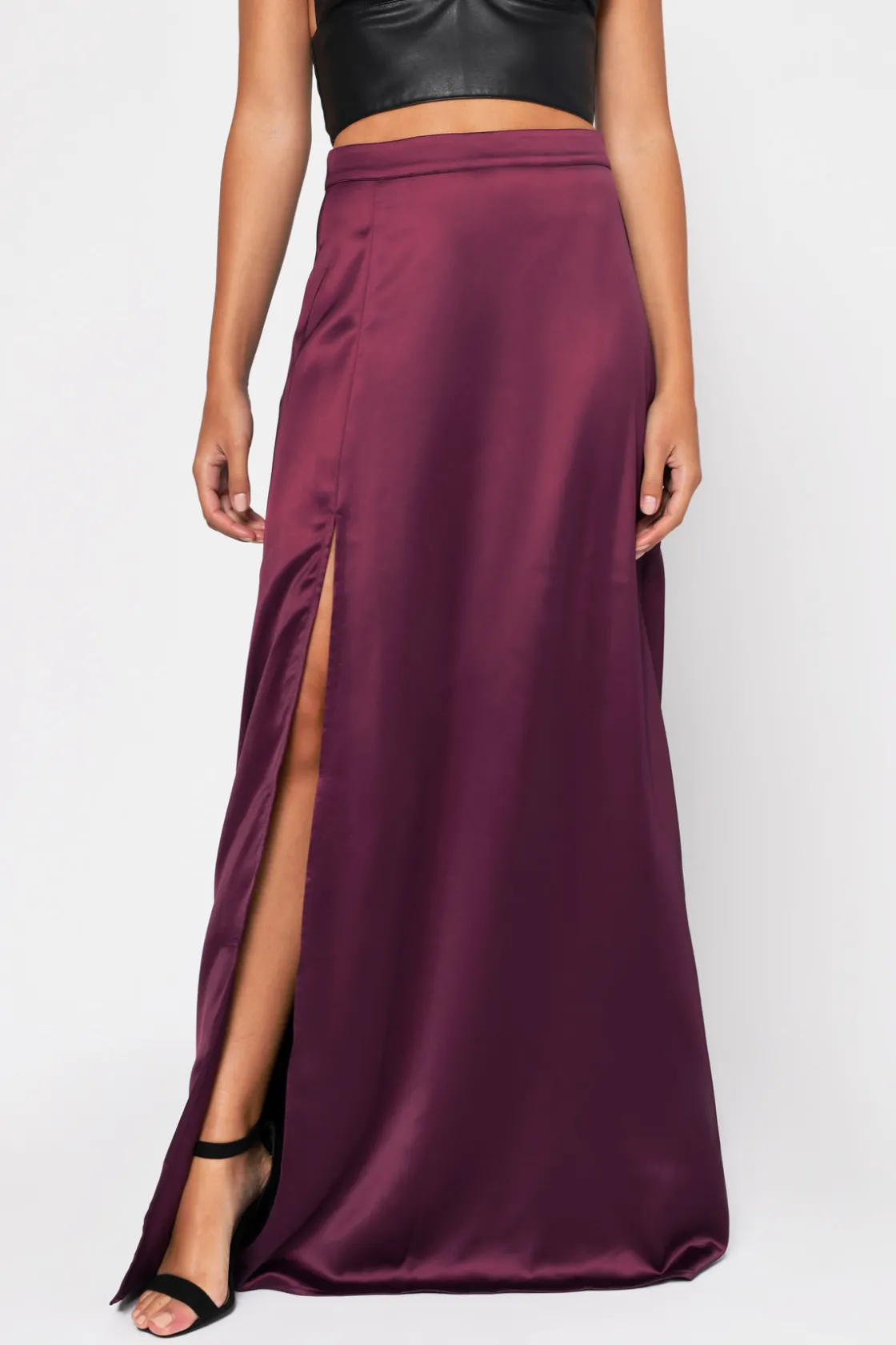 Tobi All Of Me High Slit Maxi Skirt - Wine
