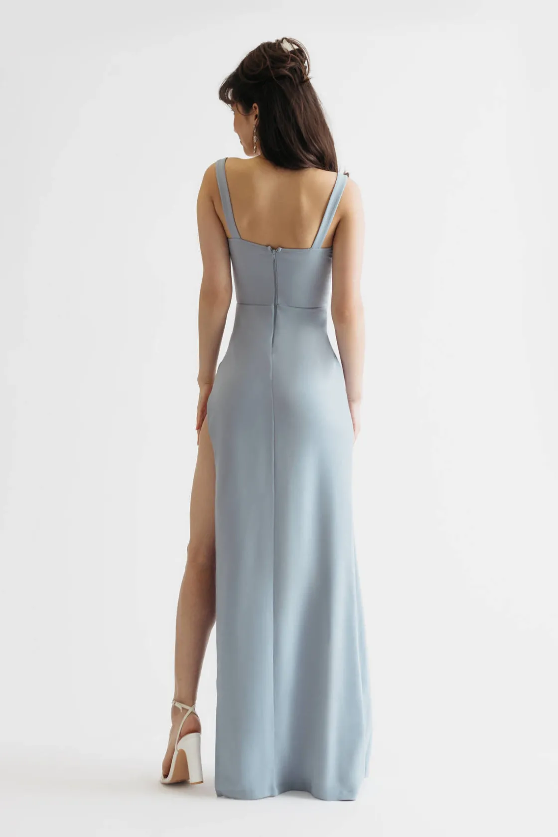 Tobi All Over Me Corset High Slit Maxi Dress - Sky Blue