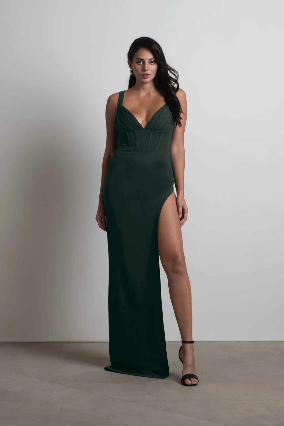 Tobi All Over Me Corset High Slit Maxi Dress - Sky Blue