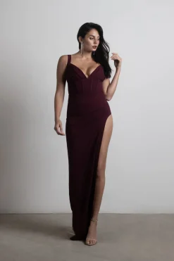 Tobi All Over Me Corset High Slit Maxi Dress - Sky Blue