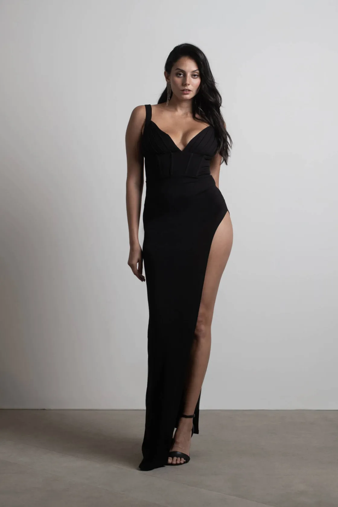 Tobi All Over Me Corset High Slit Maxi Dress - Sky Blue