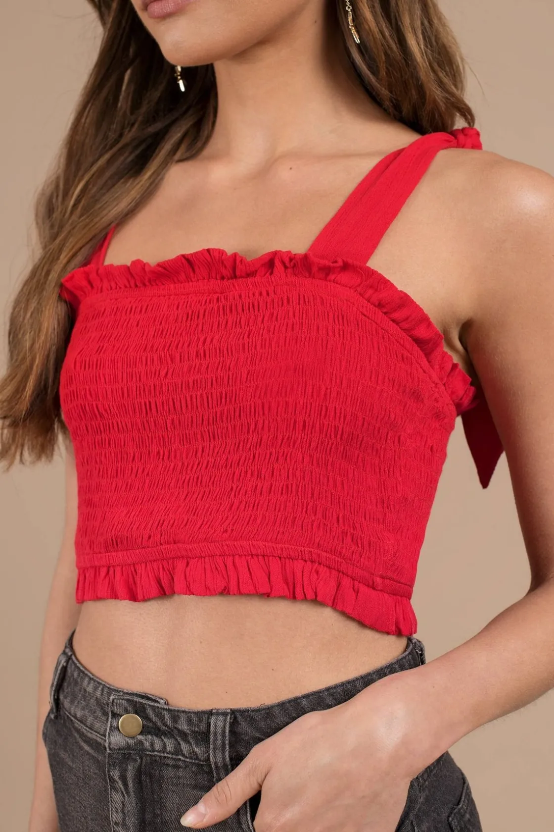 Tobi All Smocked Out Crop Top -