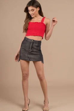Tobi All Smocked Out Crop Top -