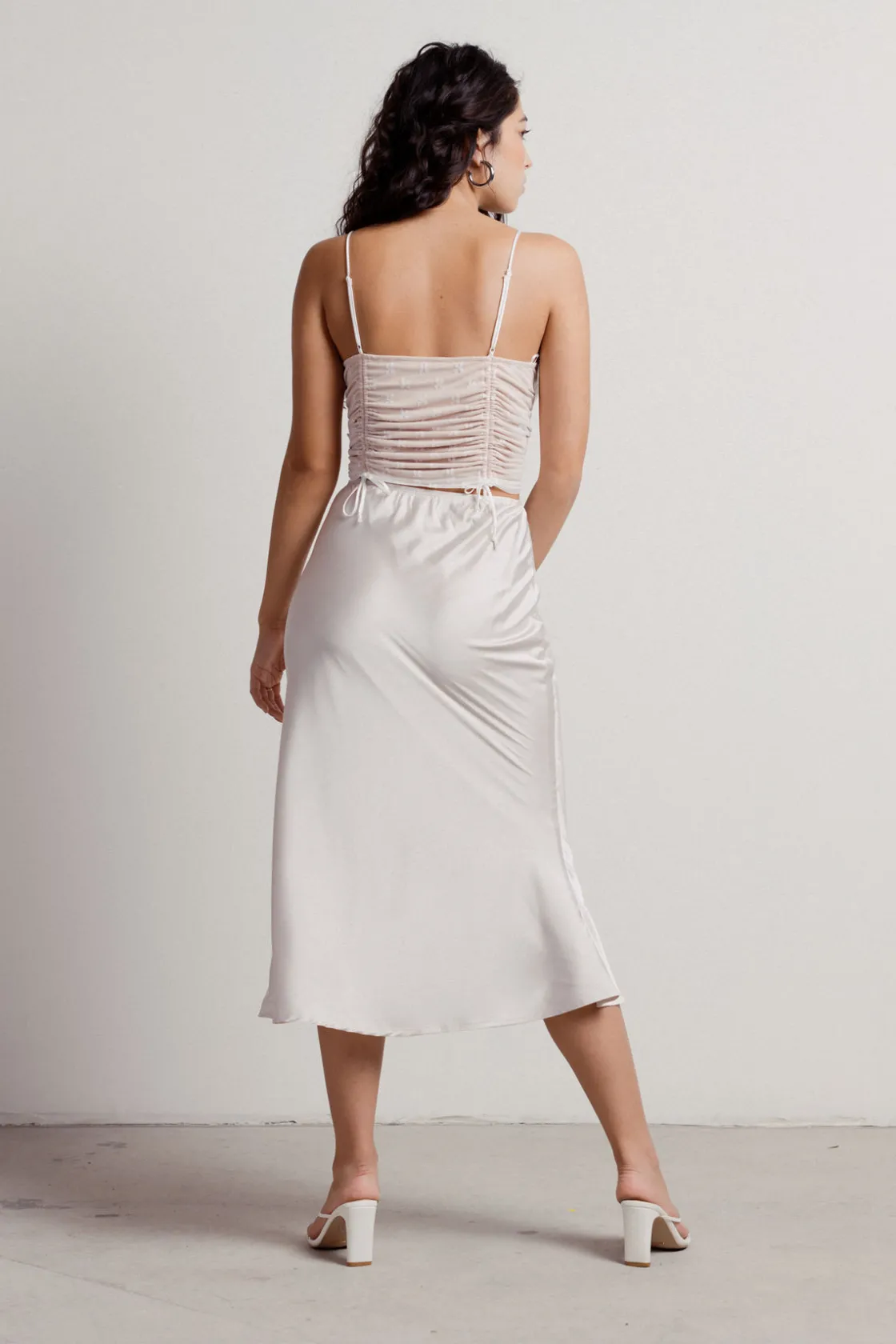 Tobi All The Feels Satin Midi Skirt