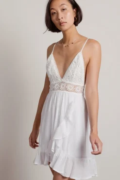 Tobi All The Right Reasons Crochet Bust Skater Mini Dress -