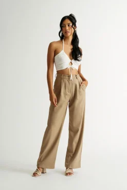 Tobi All Tied Up Crop Top - Dusty Sage