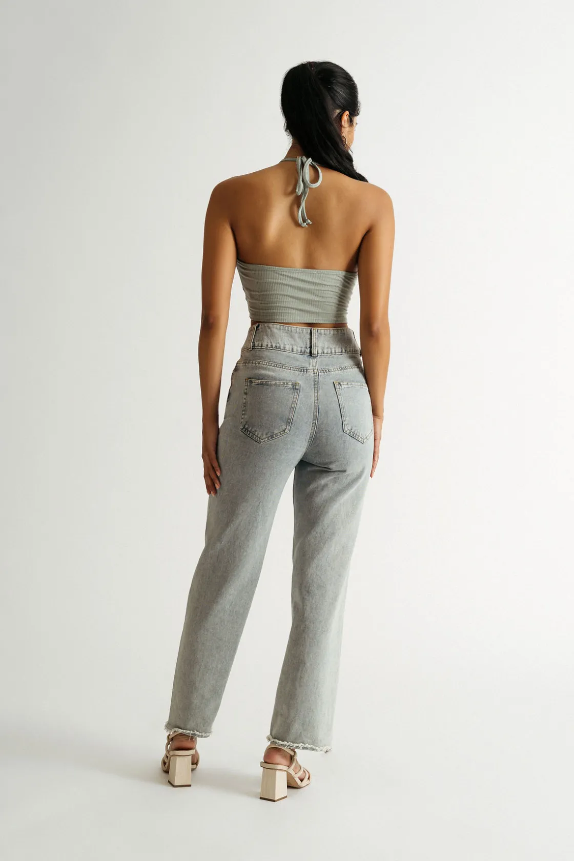 Tobi All Tied Up Crop Top - Dusty Sage