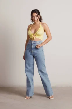Tobi All Tied Up Crop Top - Dusty Sage