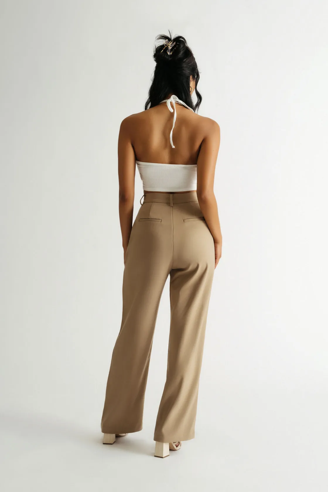 Tobi All Tied Up Crop Top - Dusty Sage