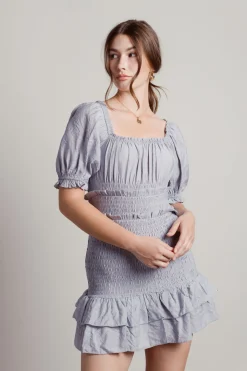 Tobi Almost Love Smocked Tiered Mini Dress -