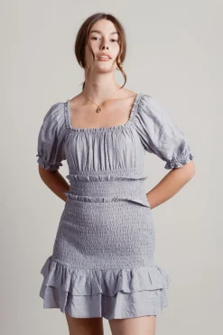 Tobi Almost Love Smocked Tiered Mini Dress -