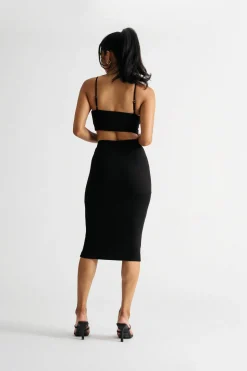 Tobi Almost There Ribbed Crop Top And Midi Skirt Set -