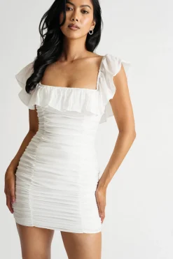 Tobi Althea Ruffled Ruched Bodycon Mini Dress