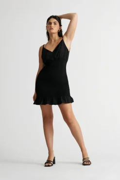 Tobi Always On My Mind Smocked Bodycon Mini Dress - Black