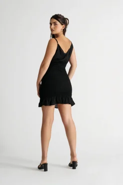Tobi Always On My Mind Smocked Bodycon Mini Dress - Black