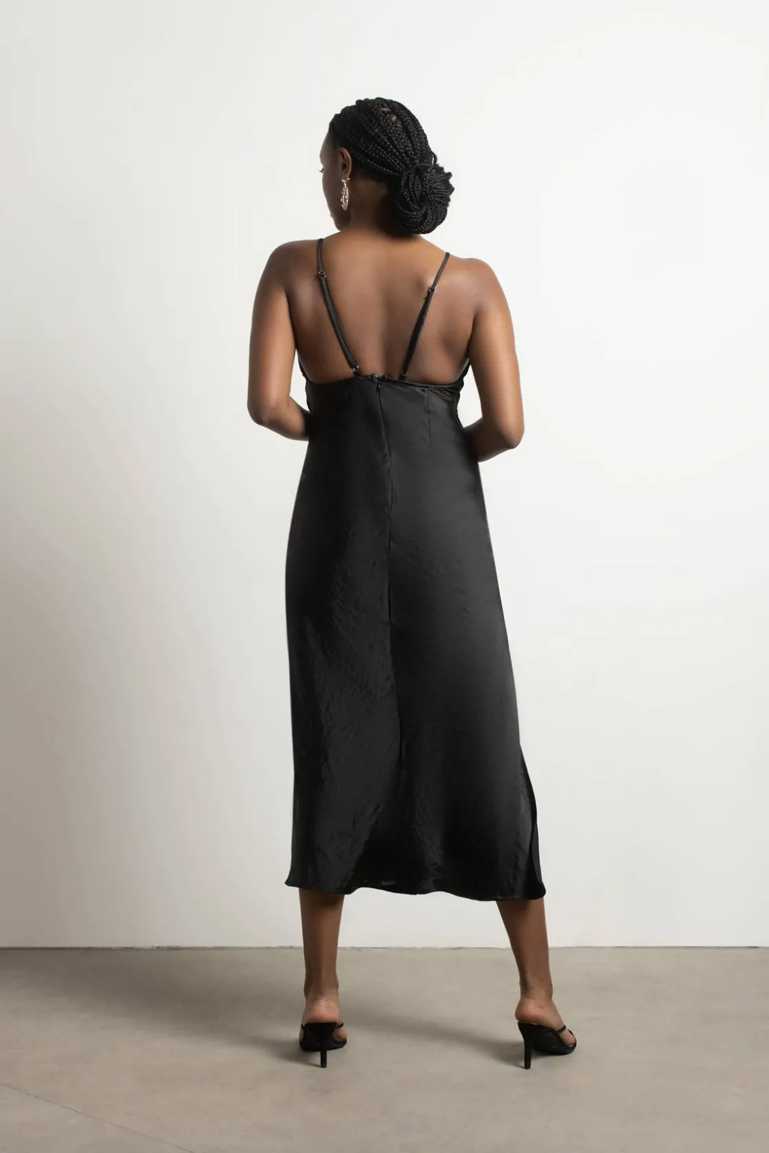 Tobi Always Yours Satin High Slit Midi Dress - Champagne