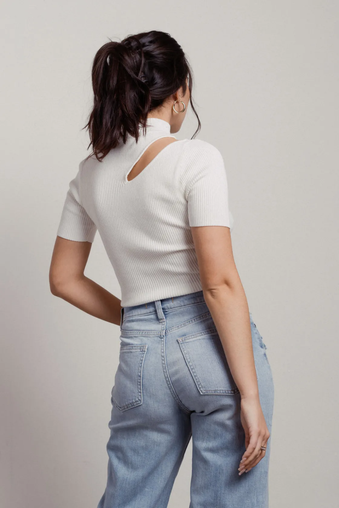 Tobi Alyah Cutout Sweater Top - White