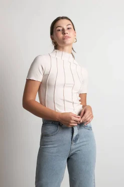 Tobi Amara Exposed Stitch Top - Nude