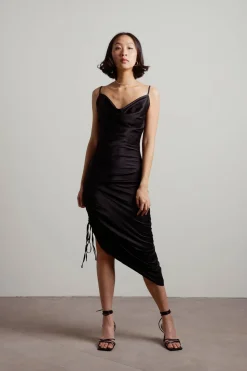 Tobi Amari Satin Cowl Neck Midi Dress - Mauve