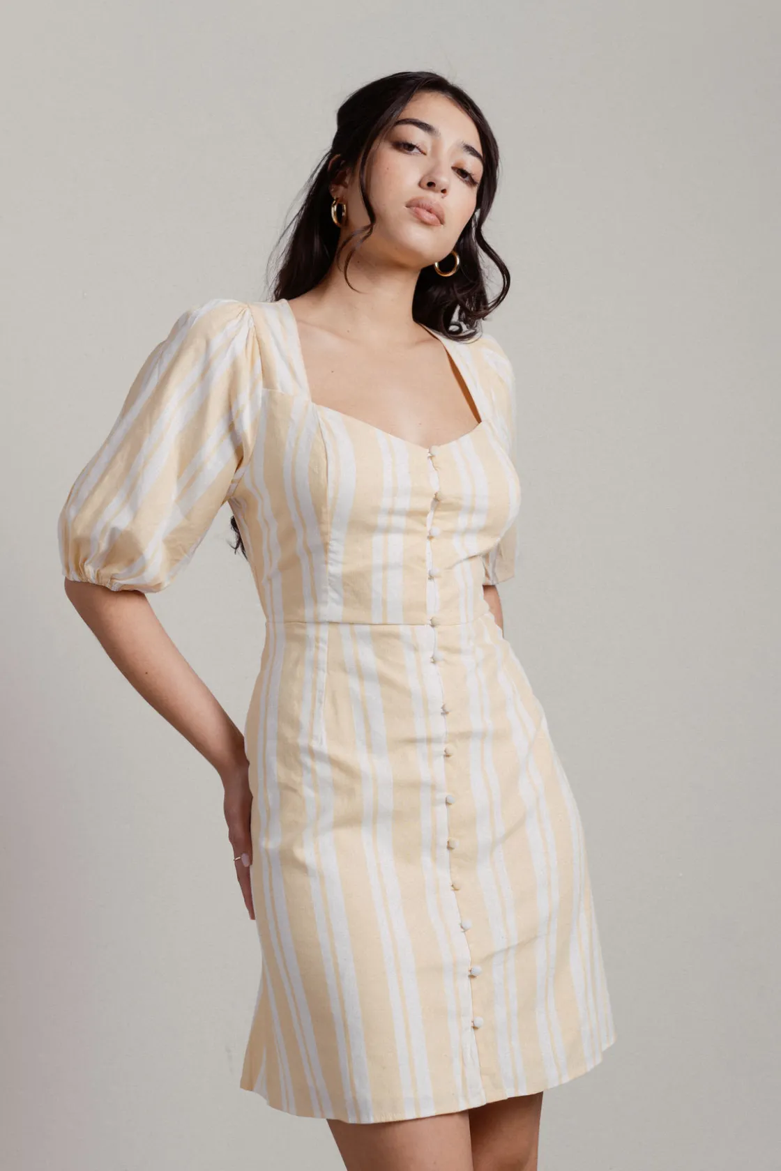 Tobi Amber Button Up Skater Mini Dress -