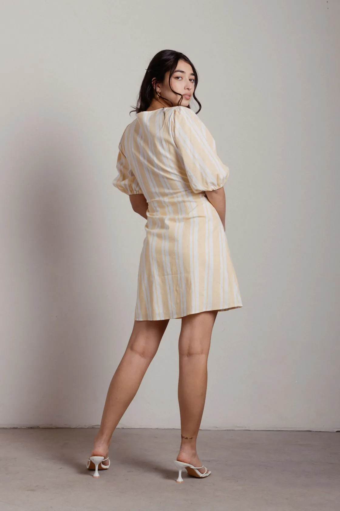 Tobi Amber Button Up Skater Mini Dress -