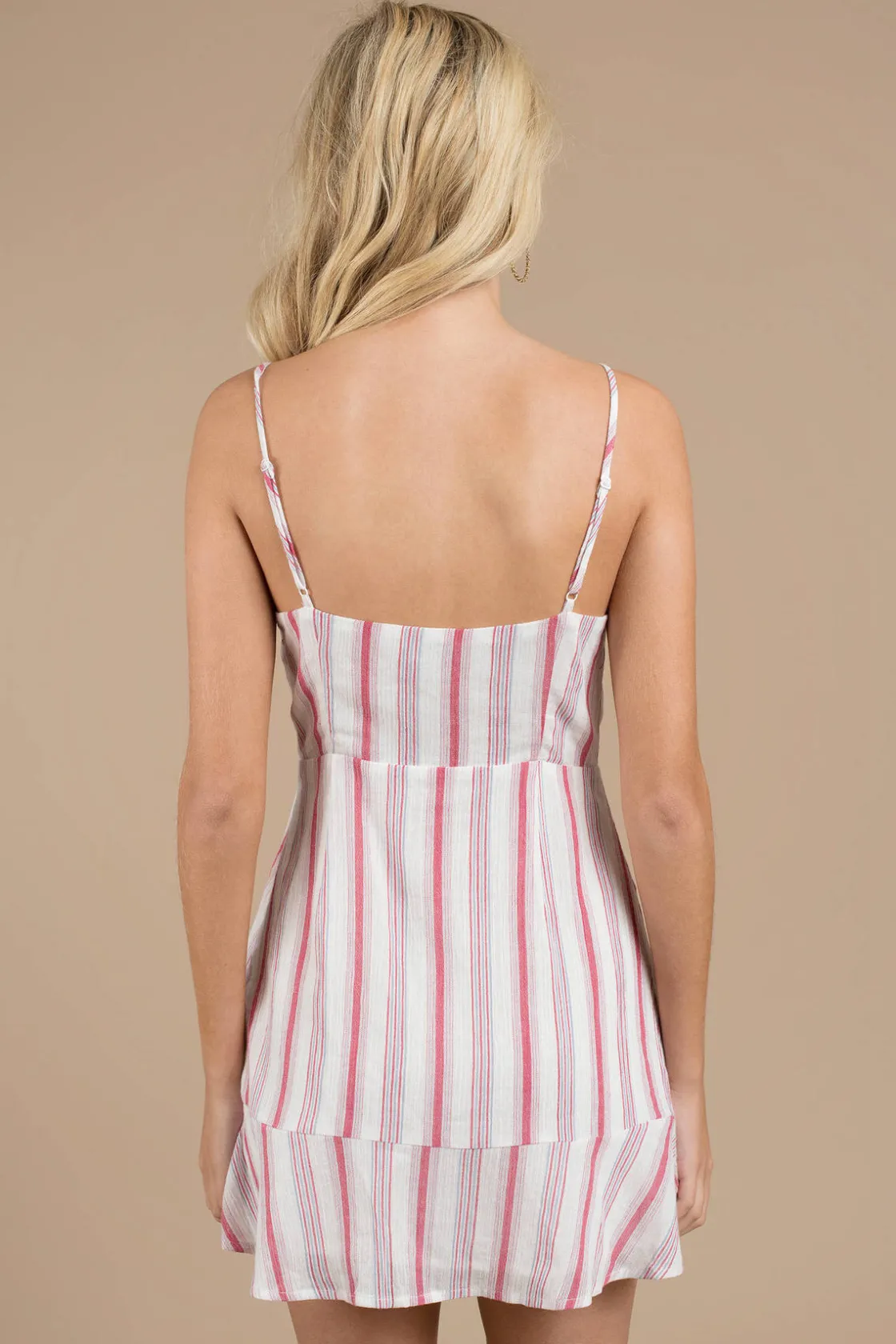 Tobi Americana Front Tie Stripe Mini Dress -